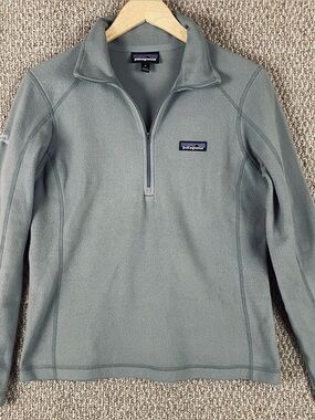 Patagonia Micro D Pullover Womens Small Feather Grey Wells Fargo 1/4 Zip B1